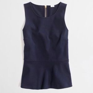 J. Crew Factory Navy Ponte Peplum Top Sz. Sm